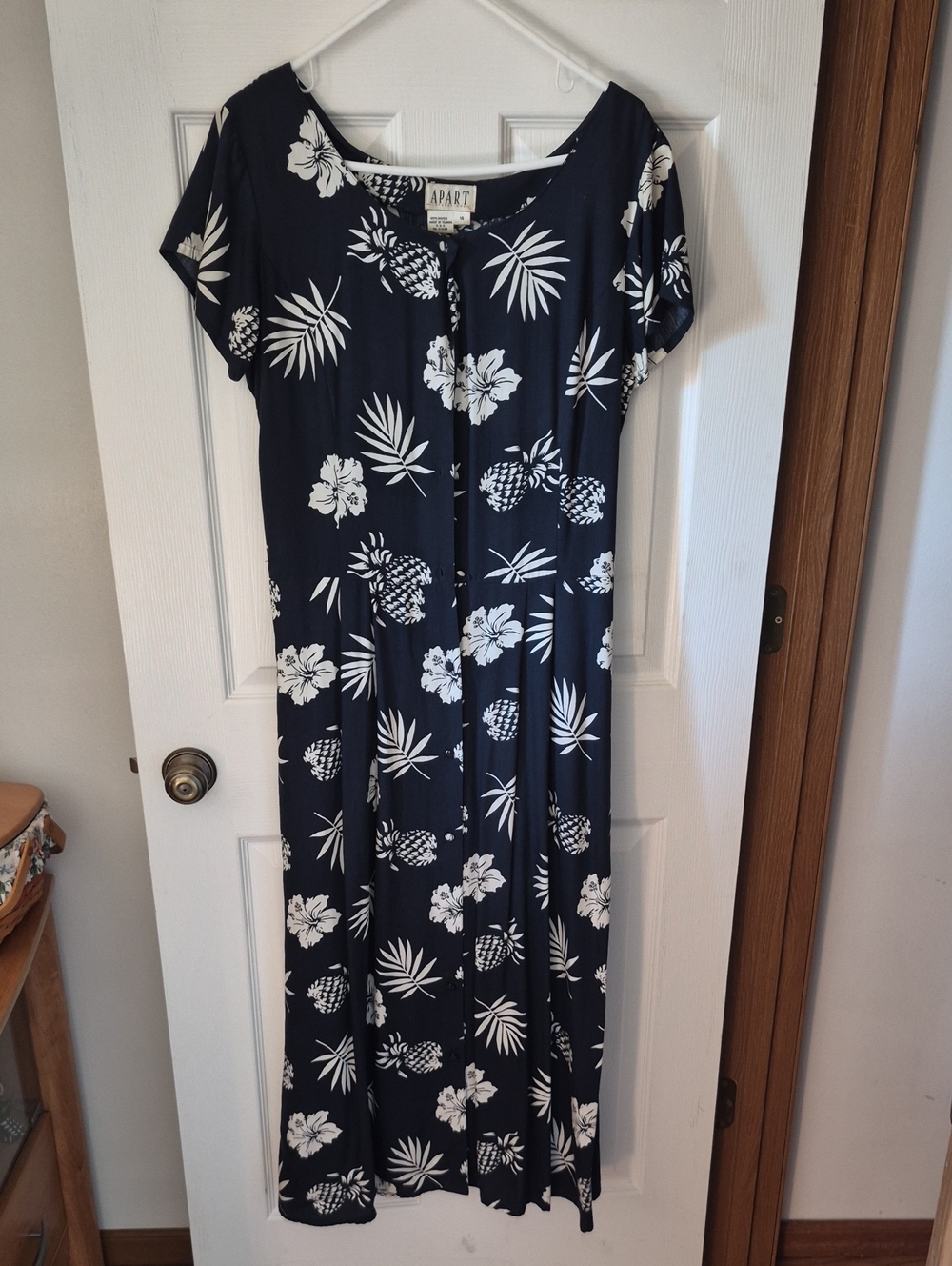 Navy Floral Button-Front Maxi Dress